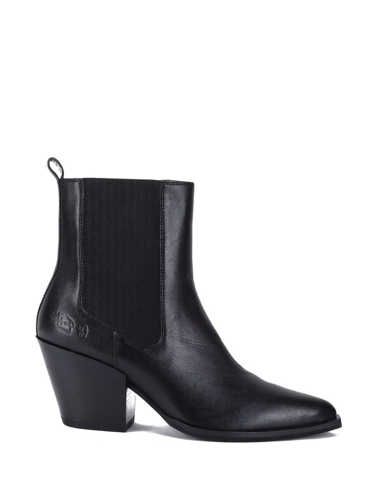 Off The Hook Black Marlow Western Ankle Leather Boots - Image 1 of 6