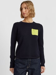 Chinti & Parker Blue Wool Cashmere One Pocket Sweater - Image 1 of 4