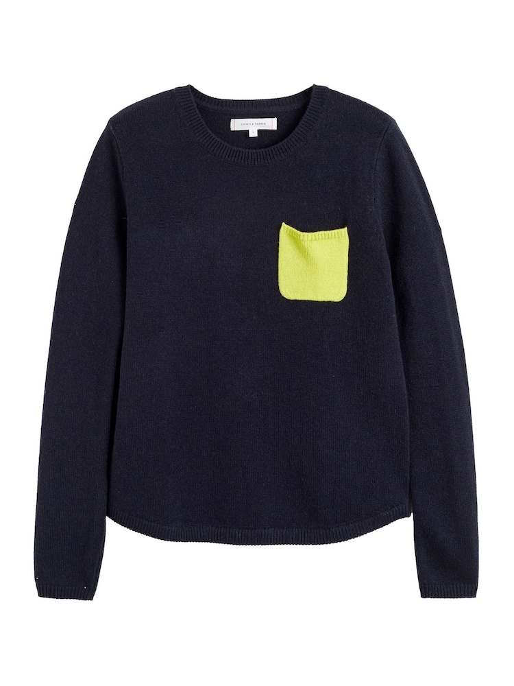 Chinti & Parker Blue Wool Cashmere One Pocket Sweater - Image 4 of 4