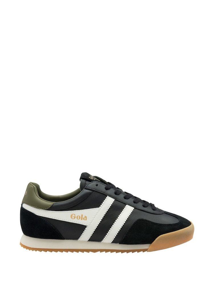 Gola Black Mens Europa Leather Lace-Up Trainers - Image 1 of 4 Gola Black Mens Europa Leather Lace-Up Trainers - Image 1 of 4