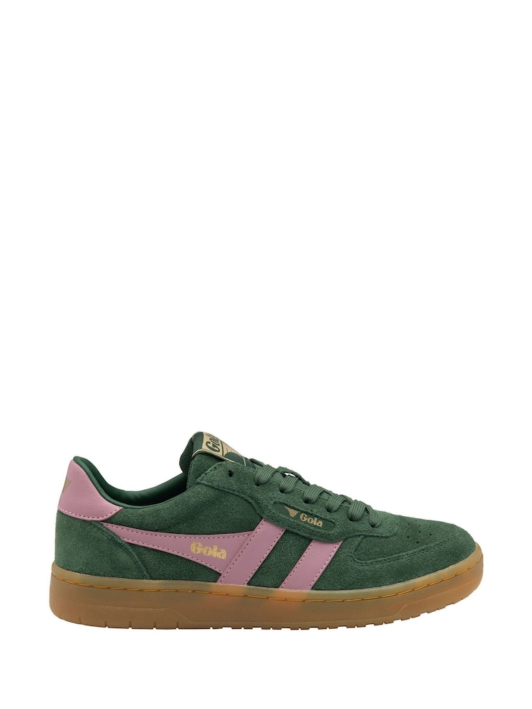 Gola Green Ladies Hawk Suede 86 Lace-Up Trainers - Image 1 of 4