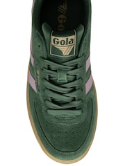 Gola Green Ladies Hawk Suede 86 Lace-Up Trainers - Image 4 of 4