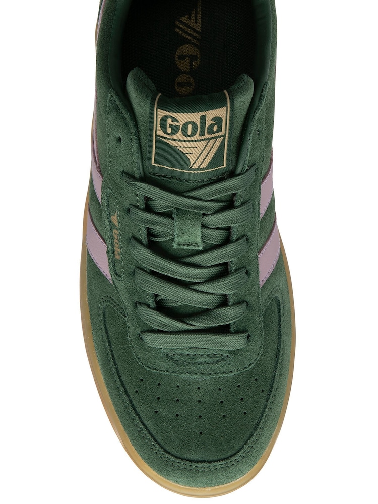 Gola Green Ladies Hawk Suede 86 Lace-Up Trainers - Image 4 of 4
