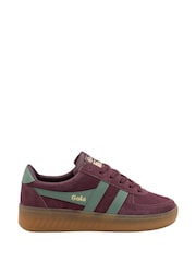 Gola Red Ladies Grandslam Suede Lace-Up Trainers - Image 1 of 4