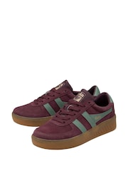 Gola Red Ladies Grandslam Suede Lace-Up Trainers - Image 2 of 4