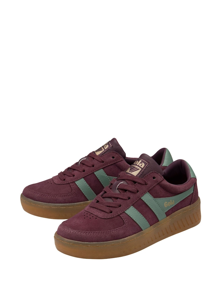 Gola Red Ladies Grandslam Suede Lace-Up Trainers - Image 2 of 4