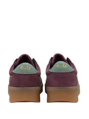 Gola Red Ladies Grandslam Suede Lace-Up Trainers - Image 3 of 4