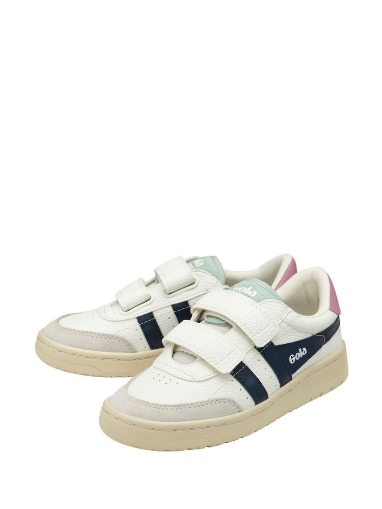Gola White Kids Falcon Strap PU Trainers - Image 2 of 4 Gola White Kids Falcon Strap PU Trainers - Image 2 of 4