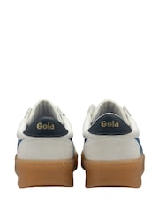Gola White Ladies Grandslam Elite Leather Lace Up Trainers - Image 3 of 4
