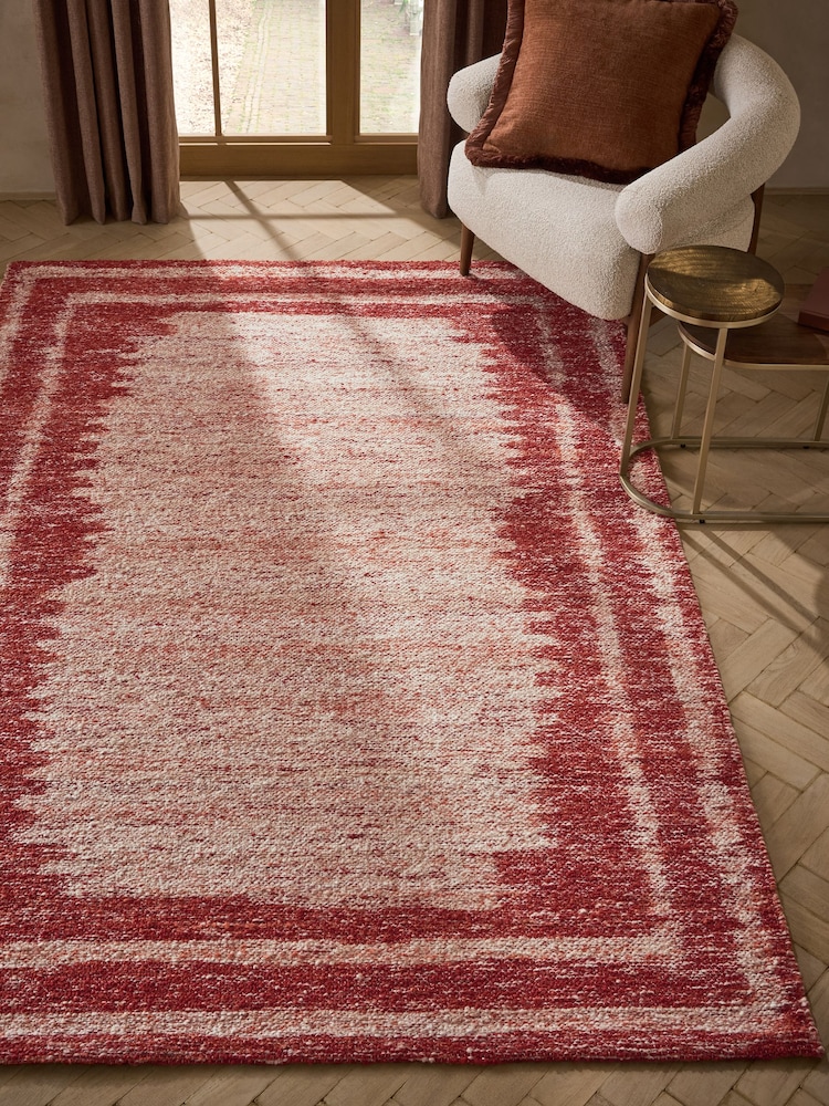 Rust Brown Blended Border Rug - Image 1 of 5