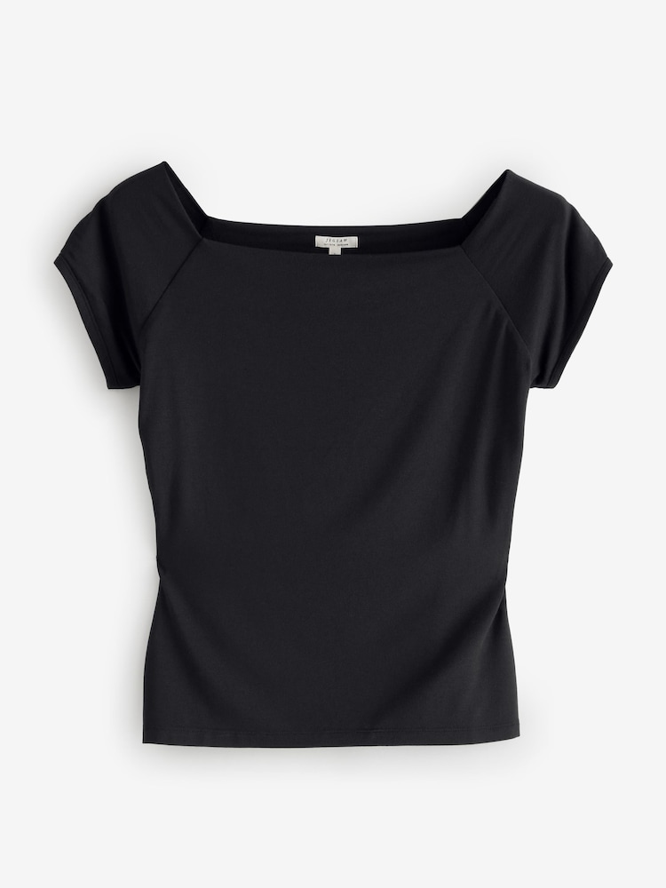 Jigsaw Boatneck Cap Sleeve Jersey Top - صورة 1 من 1 Jigsaw Boatneck Cap Sleeve Jersey Top - صورة 1 من 1