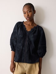 Jigsaw Blue Textured Jacquard Top - Image 1 of 5