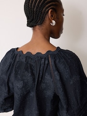 Jigsaw Blue Textured Jacquard Top - Image 2 of 5