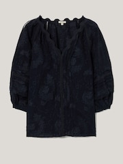 Jigsaw Blue Textured Jacquard Top - Image 5 of 5