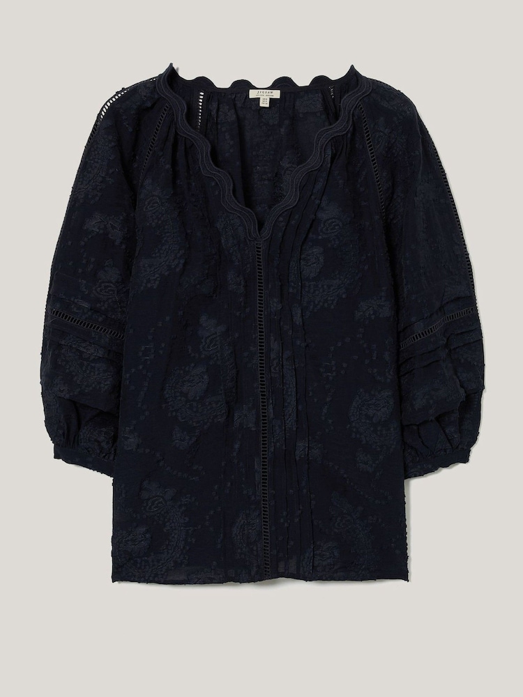 Jigsaw Blue Textured Jacquard Top - Image 5 of 5