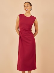 Yumi Red Buckle Detail Ruched Dress - Image 1 of 5
