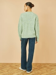 Yumi Green Relaxed Knitted Jumper With Crochet Flowers - Image 4 of 5