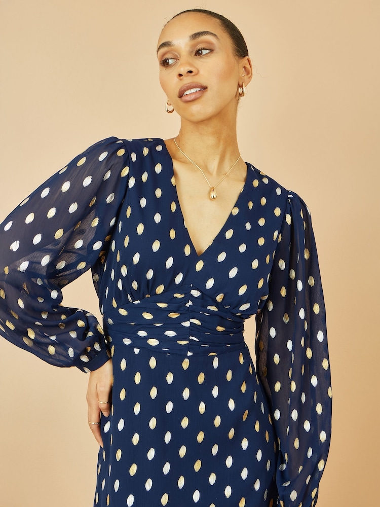 Buy Yumi Blue Foil Print Midi Dress from Next Chile