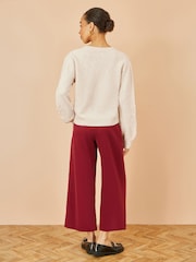 Yumi Natural Knitted Jumper With Floral Applique - Image 3 of 5