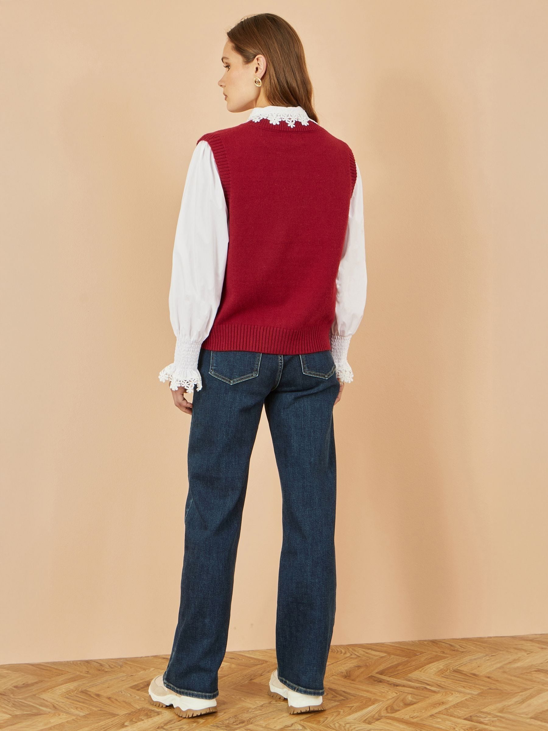 Buy Yumi Red Knitted Flower Sleeveless Jumper Vest from Next Canada