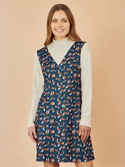 Yumi Blue Fox Long Sleeve Layered Tunic Dress With Front Pocket - Image 1 of 4