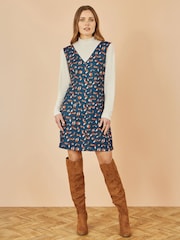 Yumi Blue Fox Long Sleeve Layered Tunic Dress With Front Pocket - Image 2 of 4