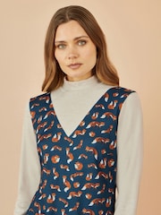 Yumi Blue Fox Long Sleeve Layered Tunic Dress With Front Pocket - Image 3 of 4