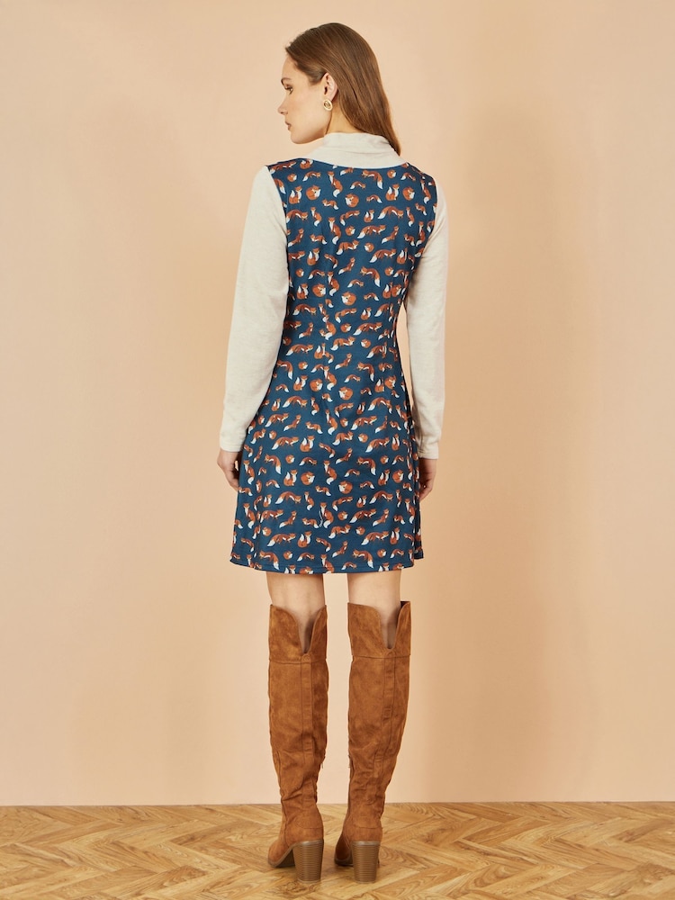 Yumi Blue Fox Long Sleeve Layered Tunic Dress With Front Pocket - Image 4 of 4