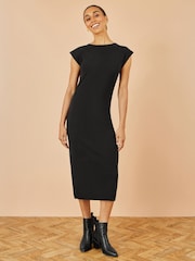 Yumi Black Knitted Ruched Midi Dress - Image 2 of 4