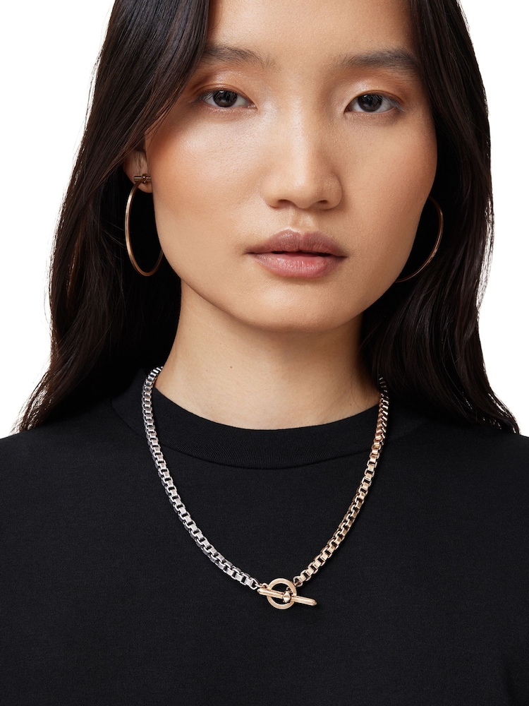 AllSaints Gold Tone Box Chain Collar Necklace - Image 5 of 5 AllSaints Gold Tone Box Chain Collar Necklace - Image 5 of 5