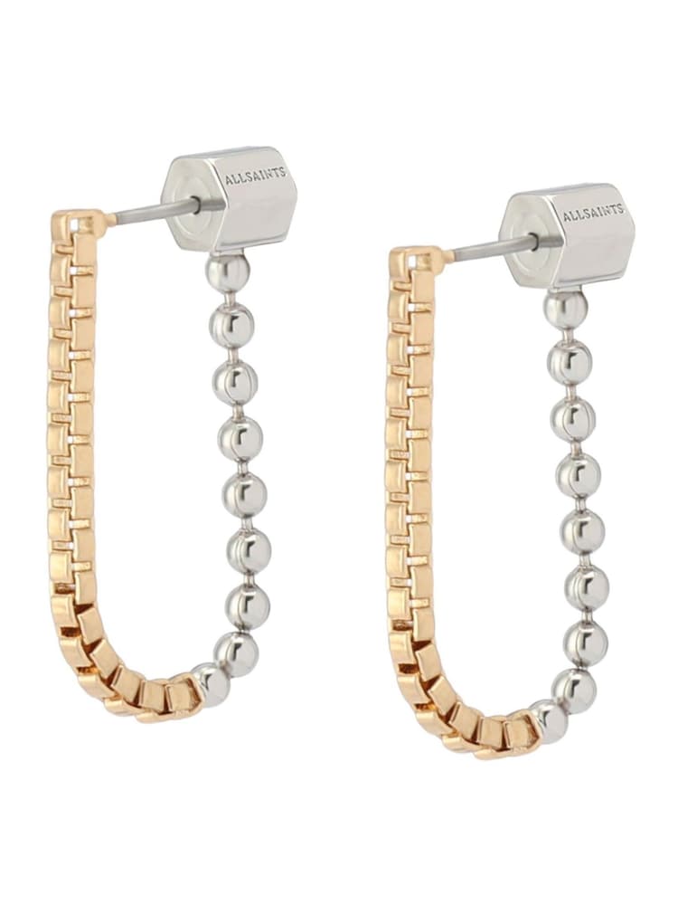 AllSaints Gold Tone Mixed Chain Earrings - Image 2 of 4 AllSaints Gold Tone Mixed Chain Earrings - Image 2 of 4