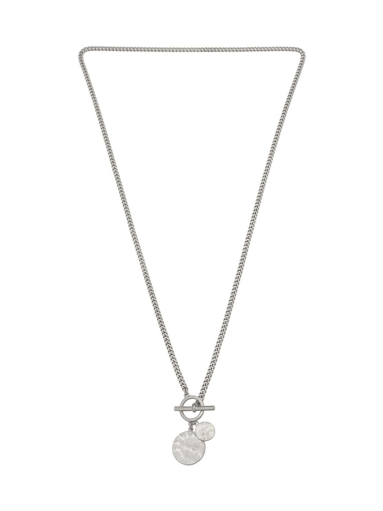 AllSaints Silver Tone Disc Pendant Necklace - Image 2 of 4