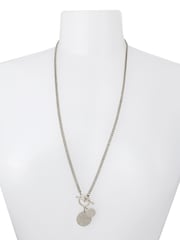 AllSaints Silver Tone Disc Pendant Necklace - Image 4 of 4