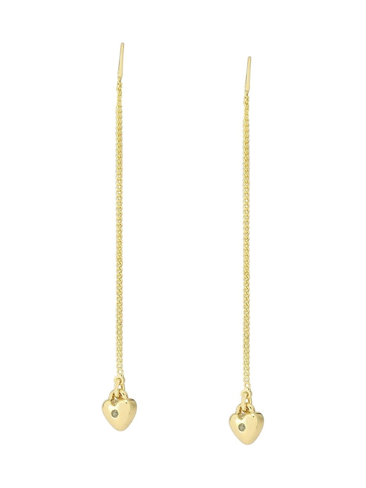 AllSaints Gold Tone Heart Threader Earrings - Image 2 of 4 AllSaints Gold Tone Heart Threader Earrings - Image 2 of 4