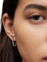 AllSaints Gold Tone Lori Pavé Huggie Earrings - Image 4 of 4