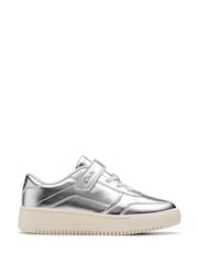 Clarks Silver Barley Step Kids Trainers - Image 1 of 6
