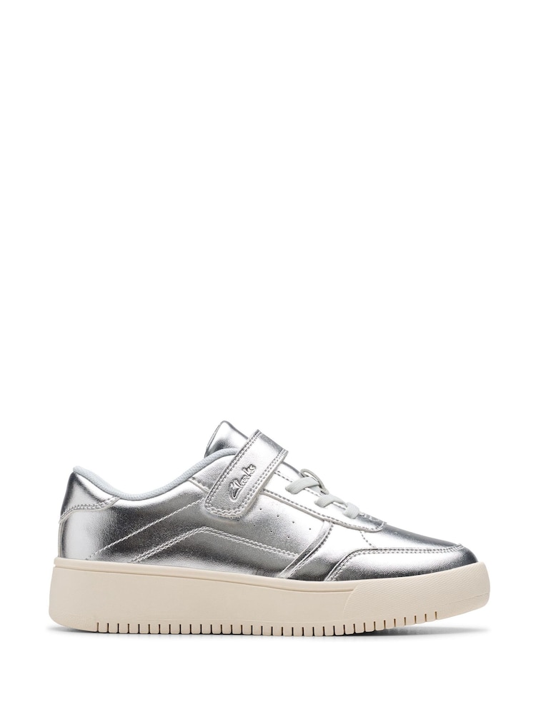 Clarks Silver Barley Step Kids Trainers - Image 1 of 6