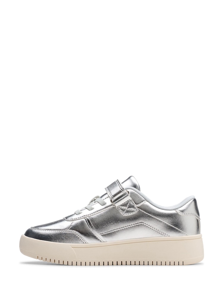 Clarks Silver Barley Step Kids Trainers - Image 2 of 6