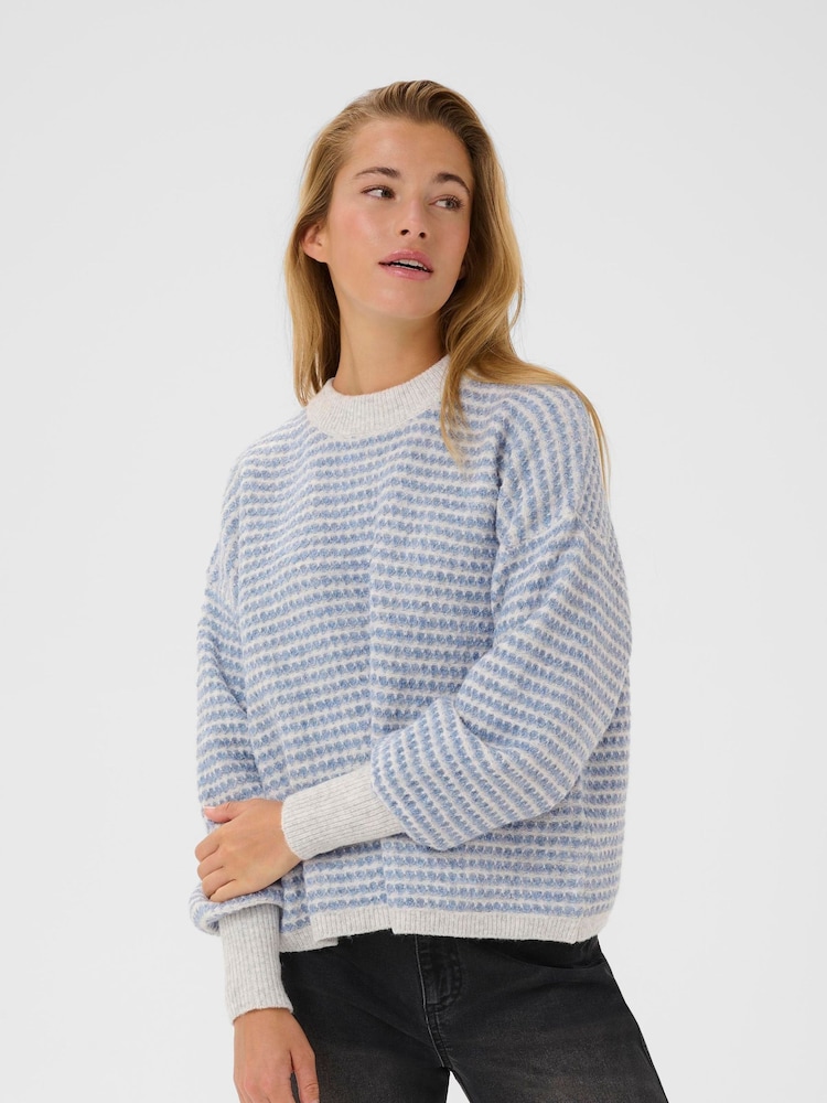 Kaffe Blue KAellery Striped Pullover Jumper - Image 1 of 6