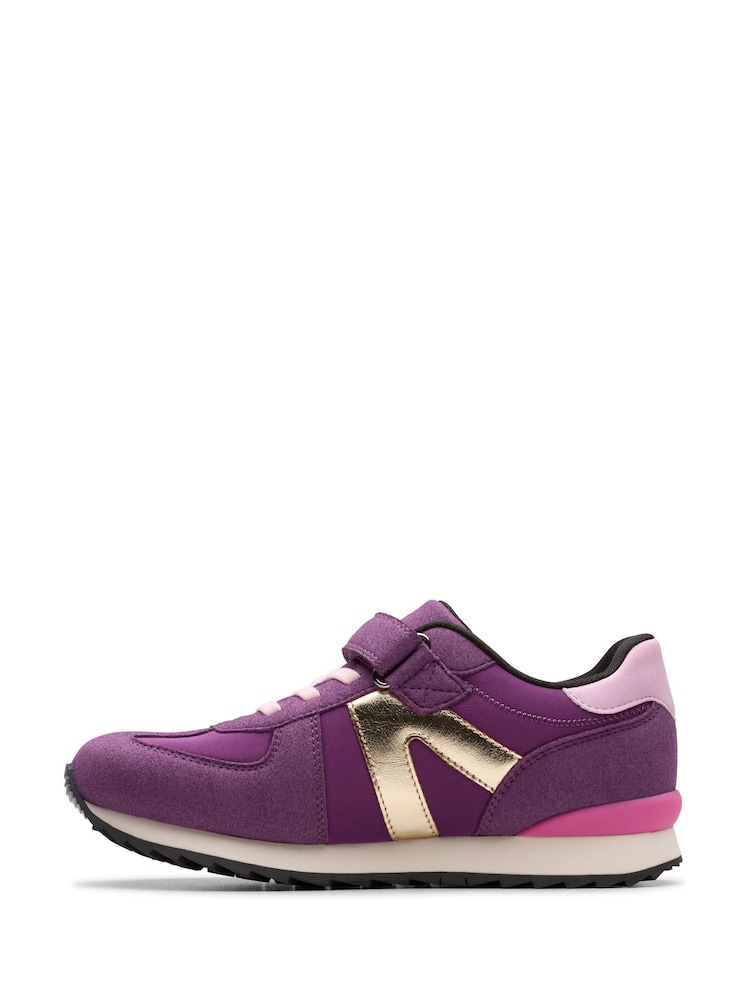 Clarks Purple Jaspen Vibe Kids Trainers - Image 2 of 6