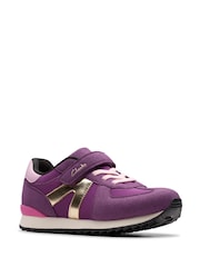 Clarks Purple Jaspen Vibe Kids Trainers - Image 3 of 6