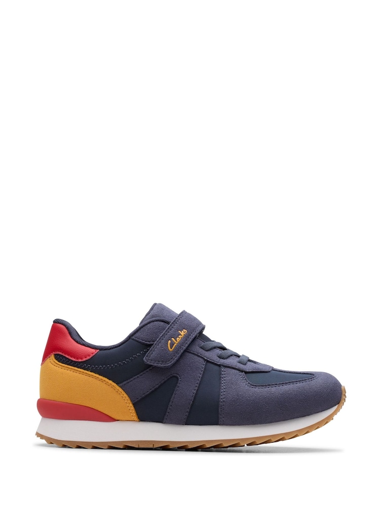 Clarks Blue Jaspen Vibe Kids Trainers - Image 1 of 6