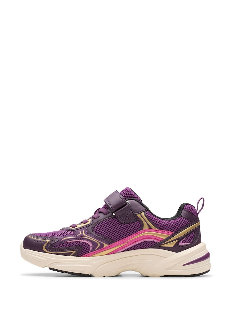 Clarks Purple Crafton Move Kids Trainers - Image 2 of 6
