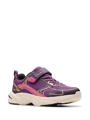 Clarks Purple Crafton Move Kids Trainers - Image 3 of 6