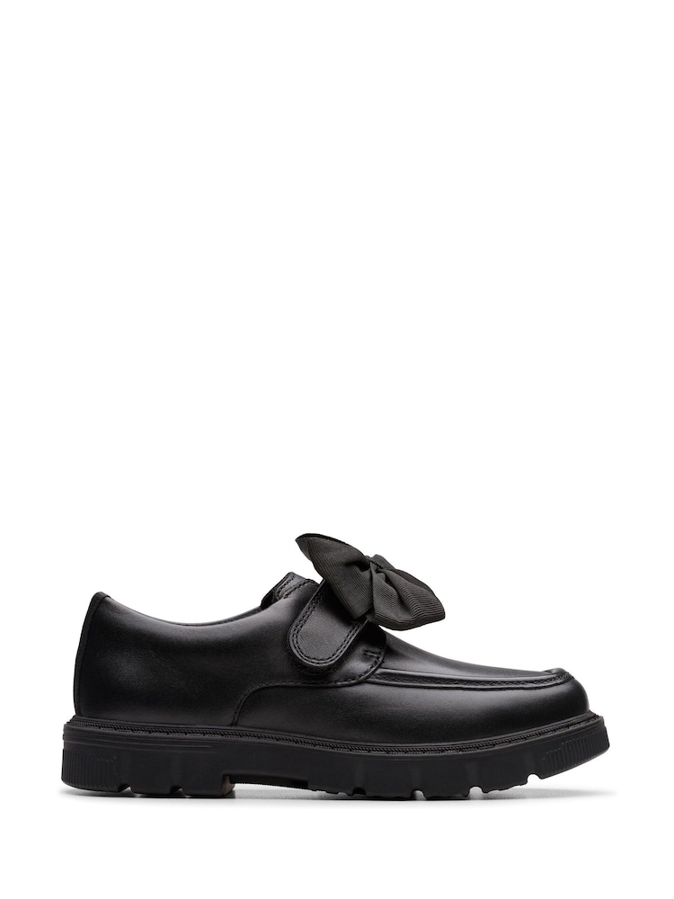 Clarks Black Lorcam Bow Kids Shoes - Image 1 of 6