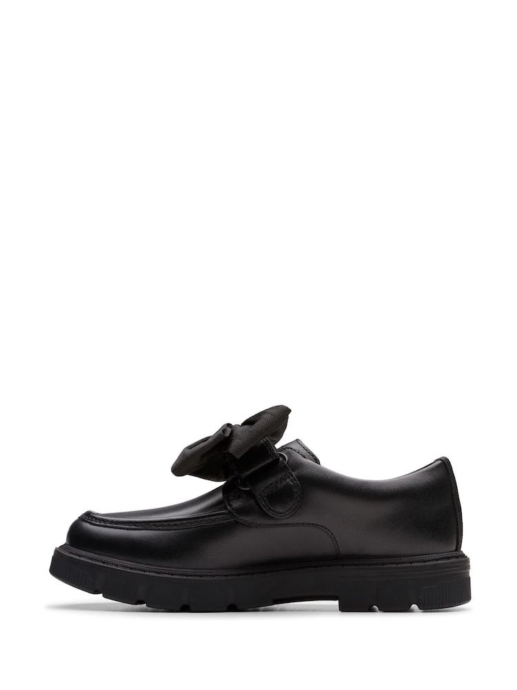 Clarks Black Lorcam Bow Kids Shoes - Image 2 of 6