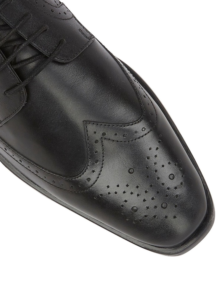 Lotus Black Leather Lace Up Brogues - Image 4 of 4