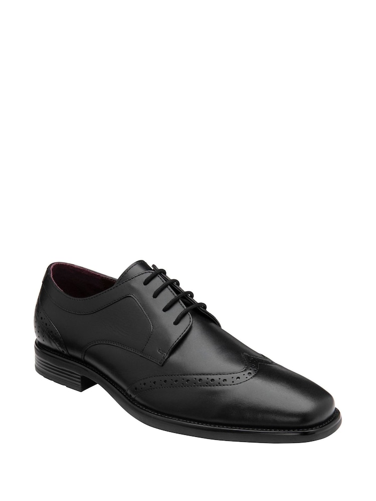 Lotus Black Wide Fit Leather Lace Up Brogues - Image 1 of 4