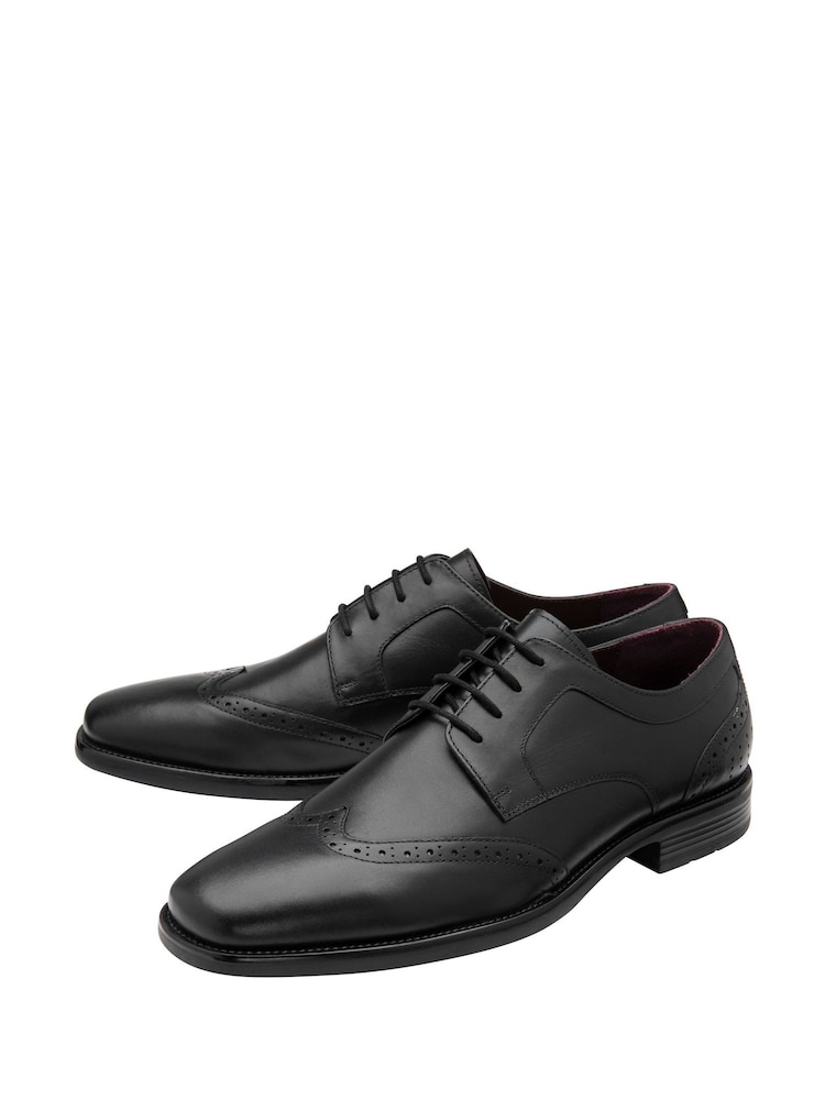 Lotus Black Wide Fit Leather Lace Up Brogues - Image 2 of 4