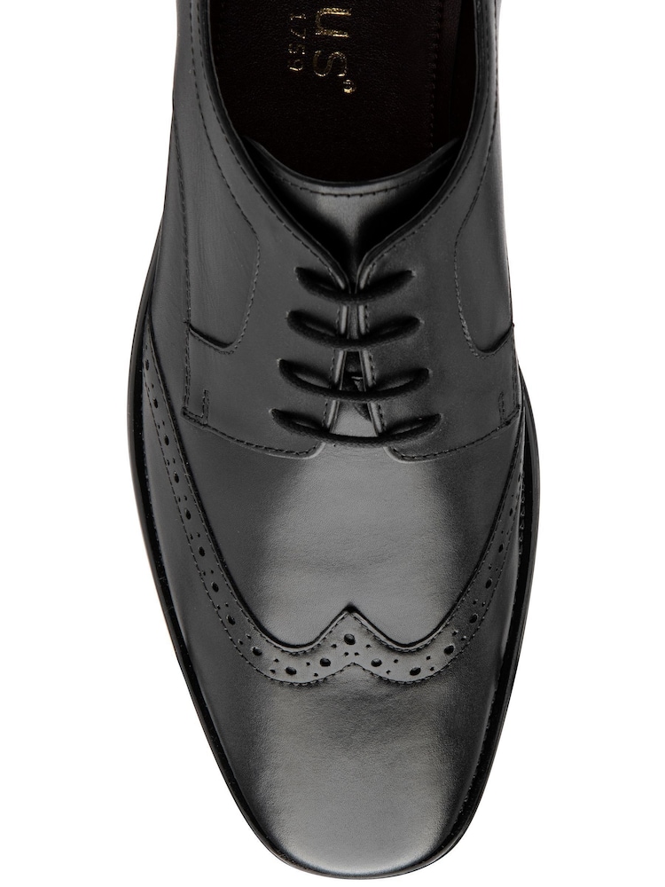 Lotus Black Wide Fit Leather Lace Up Brogues - Image 4 of 4